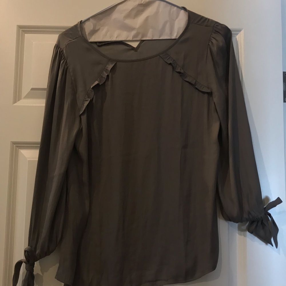 Loft slate silk blouse
